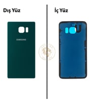 Samsung Galaxy S6 Edge Yeşil Renk Arka Kapak Arka Cam Batarya Kapağı Pil Kapağı Lazer Kesim Back Cover Galaxy S6 Edge Uyumlu
