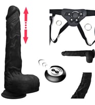 Jules İleri Geri Hareketli&Isıtmalı 7 Modlu Titreşimli Kumandalı Ultra Yumuşak Siyah Kemerli Penis