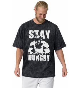 Arnold Stay Hungry Fitness Bodybuilding Sporcu Gym Baskılı Unisex Oversize Vintage Yıkamalı Tişört