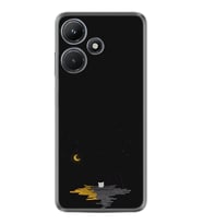 Infınix Hot 30i Kılıf Silikon Desen Özel Seri Ay ve Kedi 1683