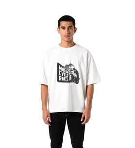Erkek Oversize Motorsiklet Yarışları Vintage Baskılı Tişört Retro Grafik Tasarım Rahat Kesim Günlük