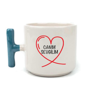 Canım Sevgilim Baskılı Mavi Kulplu T Kupa