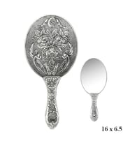 Gümüş 925 Ayar Gül Desenli El Aynası
