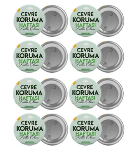 Çevre Koruma Haftası Çanta Rozeti Seti 8 Adet En Büyük Boy 5.8cm İğneli Broş
