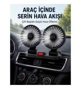 Mey İthalat® Ayarlanabilir Çift Başlıklı Sessiz Araç İçi Vantilatör