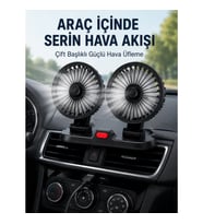 Mey İthalat® Ayarlanabilir Çift Başlıklı Sessiz Araç İçi Vantilatör