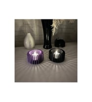 Alvera Modern Çizgili Mumluk – 3D Baskı Tealight Mumluk (1 Adet)-Mor