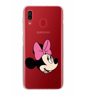 Samsung Galaxy A20  Kamera Korumalı  Kapak Minnie Mouse Tasarımlı  Şeffaf Kılıf