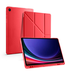 Samsung Galaxy Tab S6 Lite 2024 P620 P610 Kılıf Kalem Bölmeli Trifolding Case 13 (Kırmızı)
