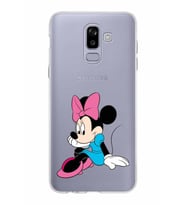 Samsung Galaxy J8 Kapak Minnie Mouse Tasarımlı Şeffaf Silikon Kılıf