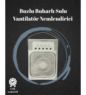 USB Bağlantılı 3'ü 1 Arada Nemlendirici Mini Klima Fan 7 Renk Işıklı