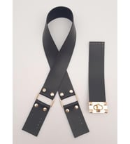 Angel Çanta Aksesuar 70x4 cm Suni Deri Çanta Saplı Kapaklı Siyah Çanta Seti Light Gold Metalli