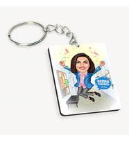 Kişiye Özel Sevinçli Kız Karikatürlü Anahtarlık