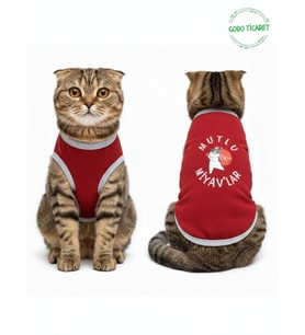 MUTLU MİYAV'LAR Yılbaşı Temalı Kedi ve Köpek Kıyafeti Elbisesi Noel Tasarımlı (Kırmızı)