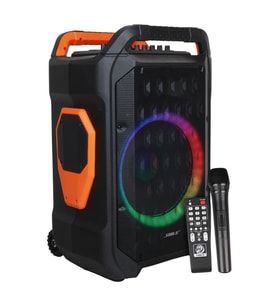 Shile SL-10 120 Watt Taşınabilir Seyyar Amfi Hoparlör Kablosuz 1 EL + 1 Yaka Mikrofonlu Kumandalı USB+SD+BT