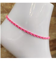 Gümüş zincirli neon pembe ipli halhal dlp89e6