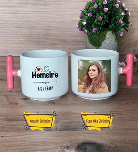 Hemşire Kupa Bardak Fotoğraflı T Pembe Kulplu Tıp Bayramı Hediyesi Hemşireler Günü Hediyesi