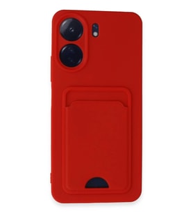 Newface Xiaomi Redmi 13C Kılıf Kelvin Kartvizitli Silikon - Kırmızı
