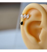 Taş Sallantılı Helix Piercing Kıkırdak Cerrahi Çelik Gold Renk (Çok Renkli)