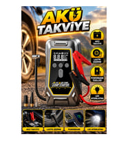 16000 mAh Akü Takviye Cihazı – Lastik Şişirme ve Powerbank Özellikli