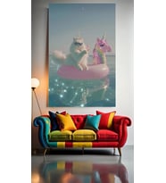 SU KEYFİ YAPAN KEDİ V1 Ev Duvar Salon Güzellik Salonu Ofis Dükkan Dekarasyon Kanvas Tablo (Çok Renkli)