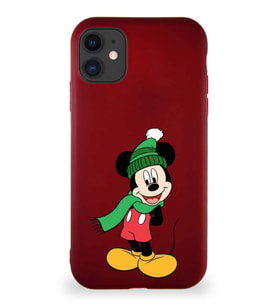 Apple iPhone 11 Soft Premier Kapak Mickey Mouse-G Tasarımlı Silikon Kılıf - Mürdüm (Şeffaf)
