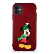 Apple iPhone 11 Soft Premier Kapak Mickey Mouse-G Tasarımlı Silikon Kılıf - Mürdüm (Şeffaf)