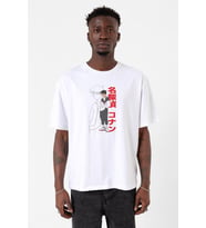 Detective Conan Anime Shinichi Kudo Beyaz Erkek Oversize Tshirt
