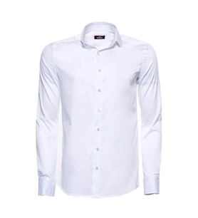 Pamuk Saten Slim Fit Beyaz Erkek Gömlek - Wessi