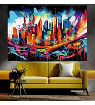 Şehir Manzaralı Sanatsal Dekoratif Duvar Tablo (70x100 cm)