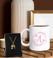 BK Gift Kişiye Özel Kupa ve Zirkon Taşlı Aşk Çiçeği Harf Kolye-7, Sevgiliye Hediye, Doğum Günü Hediyesi, Yıl Dönümü Hediyesi