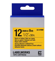 Tonersepeti Epson LK-4YBW Muadil Güçlü Yapışkanlı Etiket Kartuşu Siyah Sarı 12 mm C53S654014