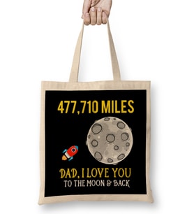Fathers Day Dad I Love You To The Moon And Back Bez Çanta Uzun Saplı