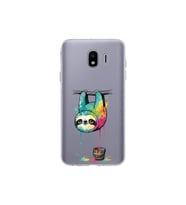 Samsung Galaxy J4 ile Uyumlu Splash Tembel Hayvan Tasarımlı Şeffaf Silikon Kılıf