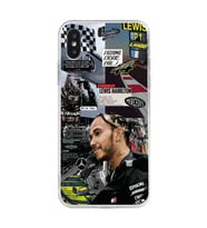 Iphone X ve XS Uyumlu Lewis Hamilton Kolaj Tasarımlı Şeffaf Telefon Kılıfı