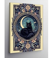 Kanvas Tablo Çiçekler Ve Siyah Kedi