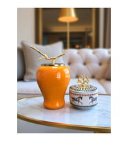 Soft Sarı Şah Küp Herm At Desen Dekoratif Obje, Feray Home