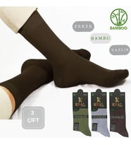 Bambu Erkek Soket Düz Uzun Çorap Klasik Yazlık Dikişsiz 3'lü Premium Set (Model 1)