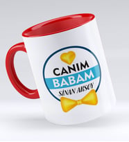BK Gift Kişiye Özel Canım Babam Tasarımlı Kırmızı Kupa Bardak - Model 1