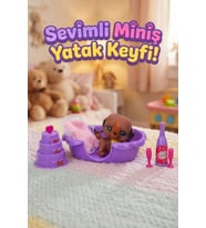 Sevimli Miniş Köpek Figürü ve Yatak Odası Oyun Seti - Aksesuarlı Evcilik Oyuncağı