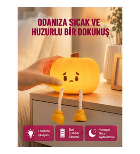 Mey İthalat® Dekoratif Pumpkin Gece Lambası Şarjlı Dokunmatik LED Işık Yeni Nesil