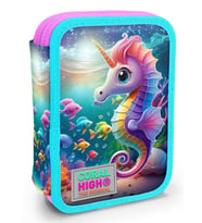 Coral High İki Katlı Düzenleyici Kalem Kutusu - Su Yeşili Denizatı, Kız Çocuk, Su Yeşili Denizatı (Çok Renkli)
