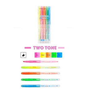 Fosforlu Kalem 5 Renk Şeffaf Two Tone 1 Paket İşaret Kalemi 5 li Sarı Pembe Turuncu Yeşil Mavi