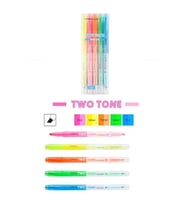 Fosforlu Kalem 5 Renk Şeffaf Two Tone 1 Paket İşaret Kalemi 5 li Sarı Pembe Turuncu Yeşil Mavi