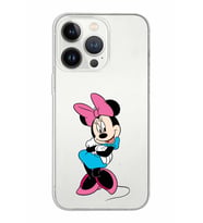 Apple iPhone 13 Pro Uyumlu Kapak Minnie Mouse Tasarımlı Şeffaf Silikon Kılıf