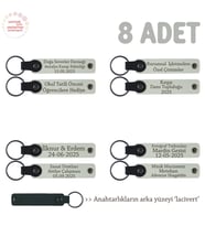 Stadyum Işıltısını Seven Taraftar Grupları İçin, İsim Yazılı 8' li Anahtarlık, Beyaz & Lacivert