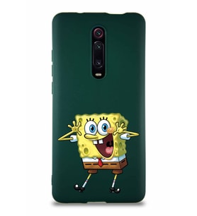 Xiaomi Redmi K20 Pro Soft Premier Kapak Sünger Bob Tasarımlı Silikon Kılıf - Yeşil (Şeffaf)