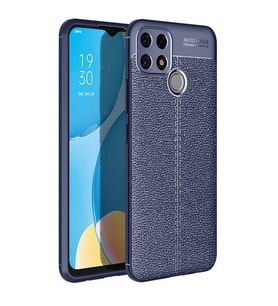 Oppo A15 Deri Görünümlü Silikon Lacivert
