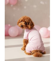 Soft Pink Pamuklu Köpek Tulumu Pastel Pembe Pijama