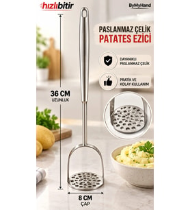 ByMyHand Paslanmaz Çelik Manuel Patates Ezici 36 - 8 Cm